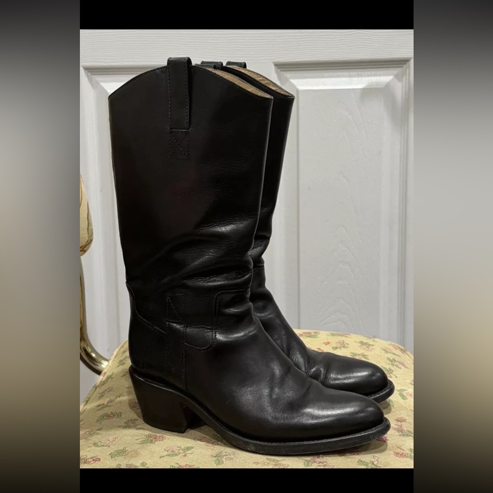 APC Black Leather Cowboy Boots